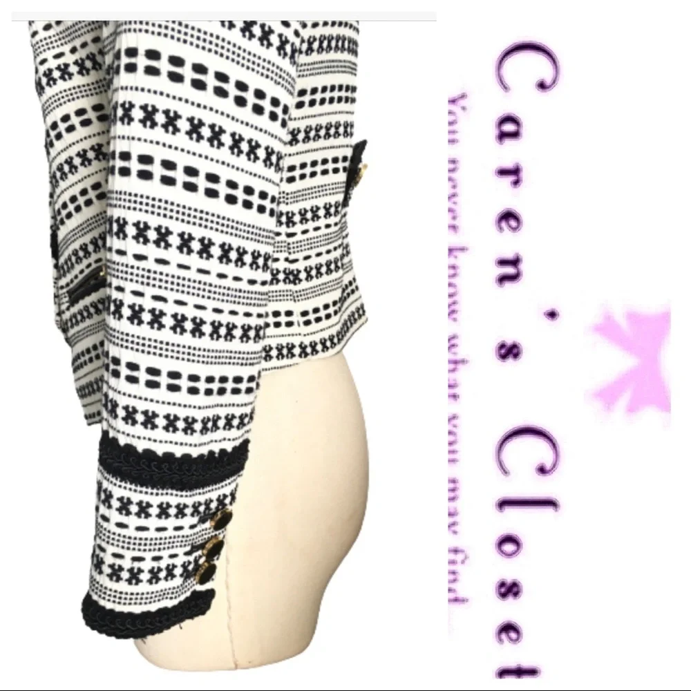 Juicy Couture Black & White Embroidered Cropped Bolero Blazer Jacket - Picture 3 of 8